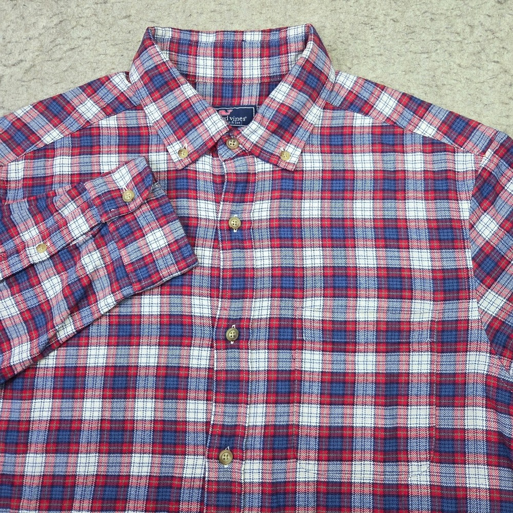 Vineyard Vines Classic Fit Murray Shirt Mens M Red Plaid Long Sleeve Button Down